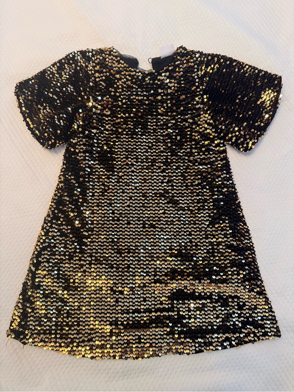 Zara Black and Gold Sequin Short Sleeve Party Dress
